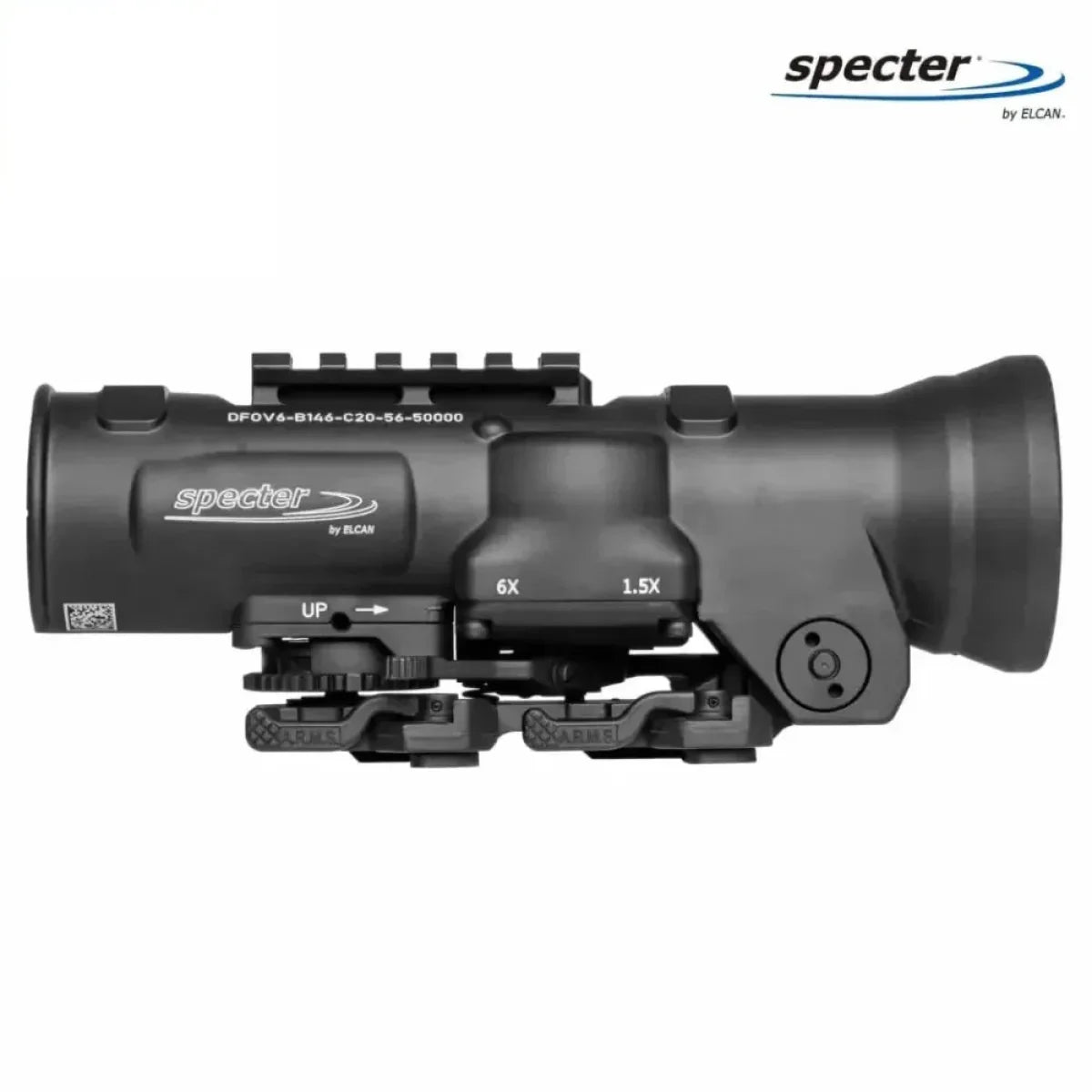 ELCAN SpecterDR 1.5x/6x Rifle Scope 5.56 BDC w/Flip Covers, ARD & A.R.M.S. Levers Black - DFOV6-B146-C10 LPVO Rifle Scope ELCAN SpecterDR 