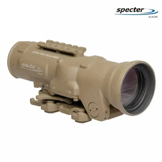 ELCAN SpecterDR 1.5x/6x Rifle Scope 5.56 BDC w/Flip Covers, ARD & A.R.M.S. Levers FDE - DFOV6-T265-C10 LPVO Rifle Scope ELCAN SpecterDR 