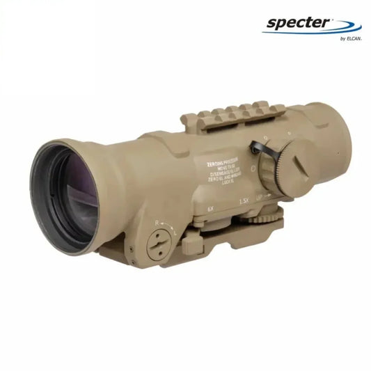 ELCAN SpecterDR 1.5x/6x Rifle Scope 7.62 BDC w/Flip Covers, ARD & A.R.M.S. Levers FDE - DFOV6-T265-C20 LPVO Rifle Scope ELCAN SpecterDR 