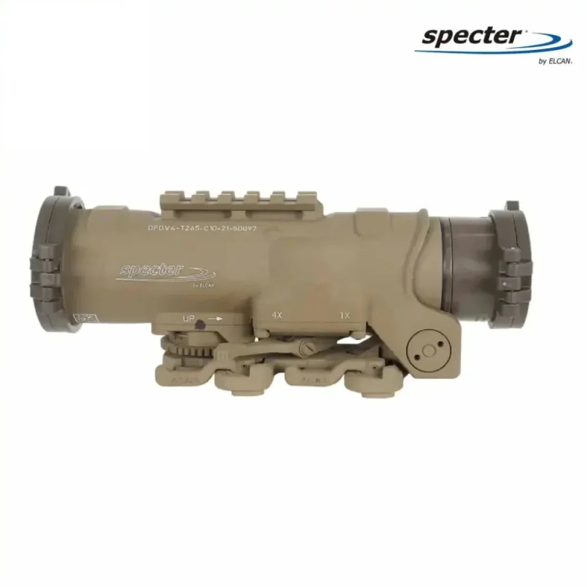 ELCAN SpecterDR 1x/4x Rifle Scope 5.56 BDC w/Flip Covers, ARD & A.R.M.S. Levers FDE - DFOV4-T265-C10 LPVO Rifle Scope ELCAN SpecterDR 