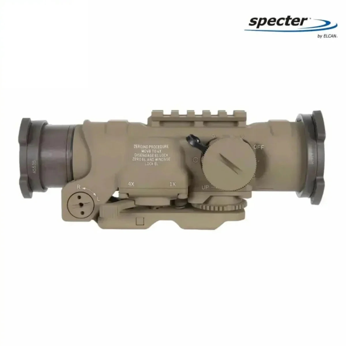 ELCAN SpecterDR 1x/4x Rifle Scope 7.62 BDC w/Flip Covers, ARD & A.R.M.S. Levers FDE - DFOV4-T265-C20 LPVO Rifle Scope ELCAN SpecterDR 