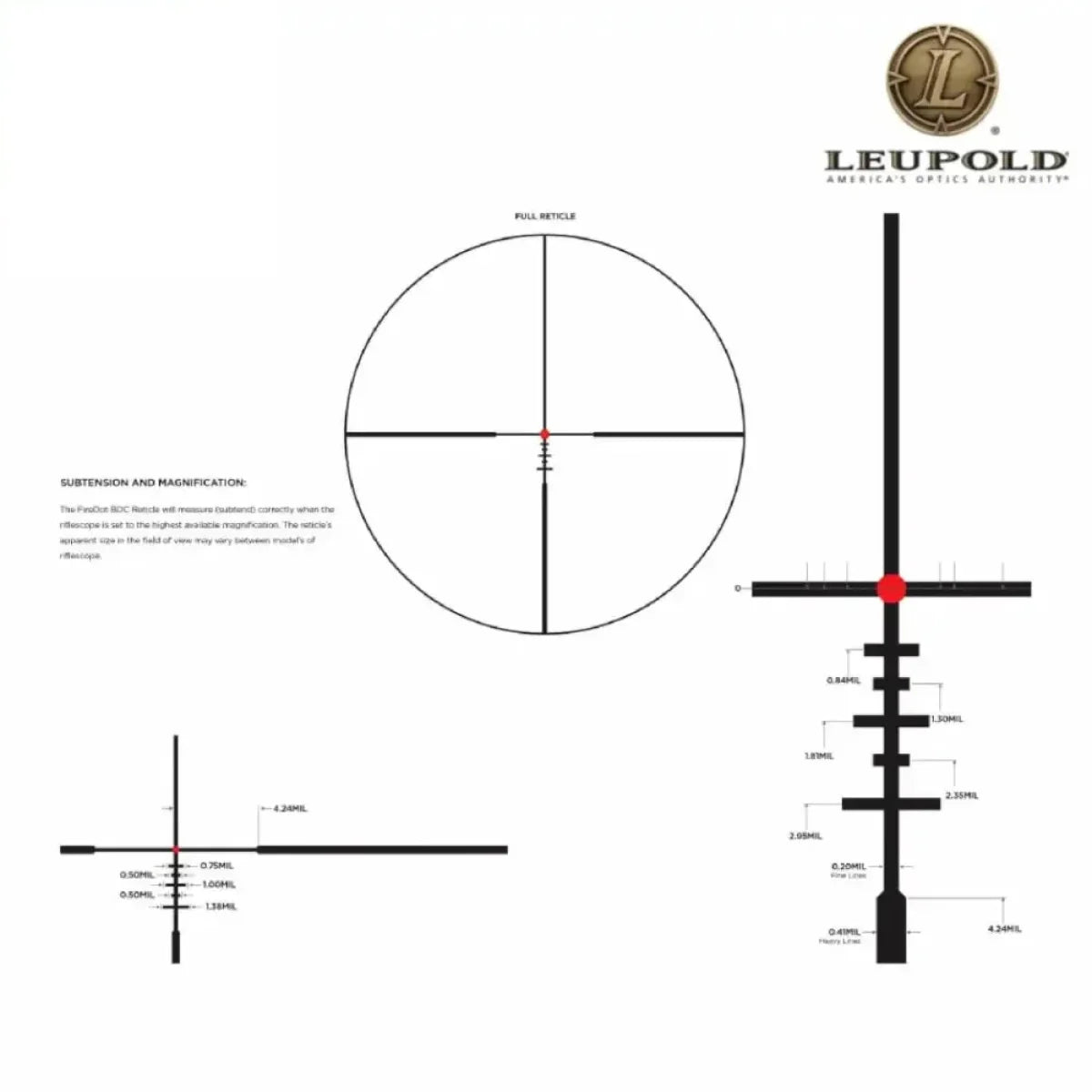 Leupold MARK 4HD 1-4.5x24 Rifle Scope SFP Illum. FireDot BDC Reticle - 183315 Rifle Scope Leupold 